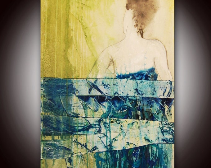 Large Original Abstract Woman Figure Mixed Media Painting by Andrada 24x36 Etsy