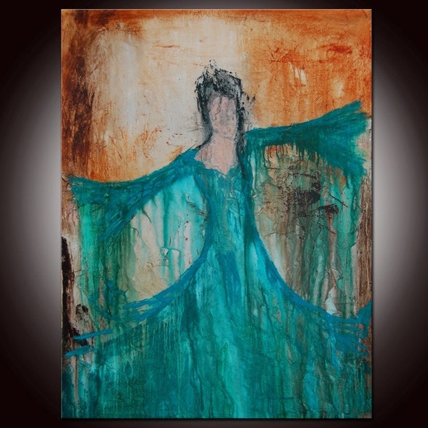 DANCING ISIS - 48x36 - ABSTRACT ORIGINAL PAINTING by ANDRADA - SEE THE CLOSE UPS