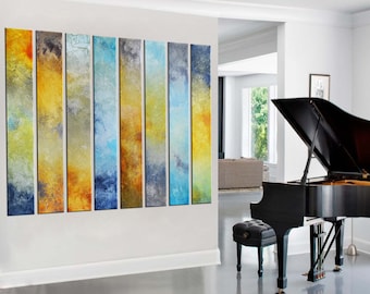 Abstract painting oversized wall art, colorful original painting on canvas, huge oversized art for tall wall, foyer office lobby décor