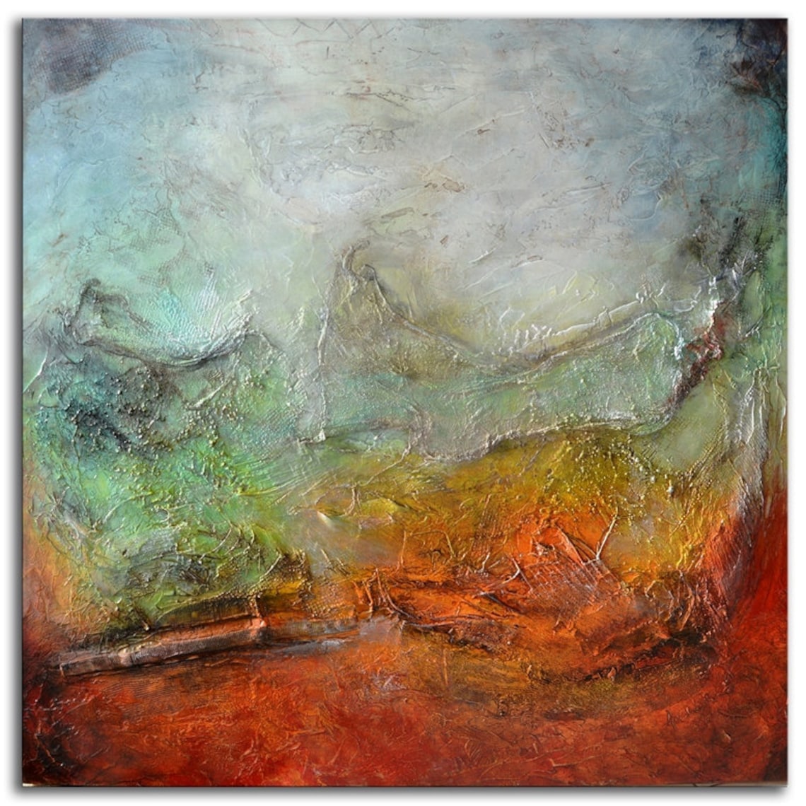 Abstract painting orange blue Contemporary art Large Painting Etsy