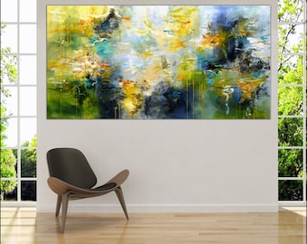 Extra large fine art original painting on canvas, oil painting artwork abstract floral wall art, housewarming gift for her, unique wall art