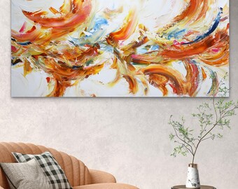 Large Abstract original Painting – Bold Colorful Canvas, Contemporary Wall Art for Living Room, Modern Canvas Artwork, Vibrant Home Decor