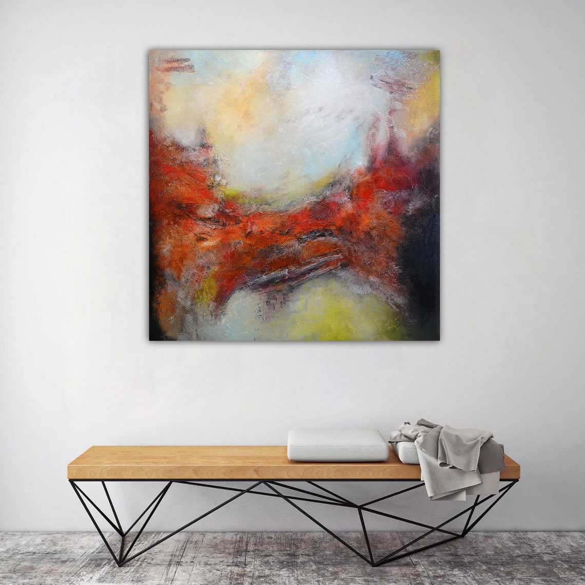 Large Abstract Painting Original Painting Red Grey Abstract Etsy