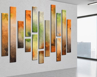 Office lobby wall art extra large, tall paintings for large wall, modern commercial art, large narrow wall art multi panels, foyer lobby art