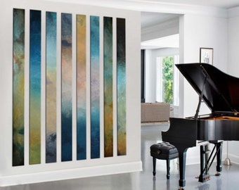 Office lobby wall art extra large, 6 feet tall paintings for large wall, commercial art, large narrow wall art multi panels, foyer lobby art