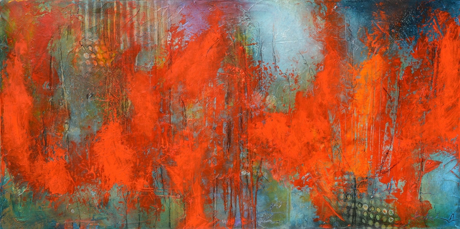 Red Blue Abstract Painting Modern Red Blue Painting Vibrant Etsy