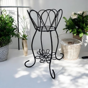 Wrought Iron Blossom Plant Stand 20&quot;, Home, Garden, Patio, Indoor, Outdoor Decor, Rustic Pot Holder