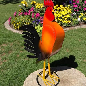 Metal Rooster 2 Feet Yard Art Handmade Statue