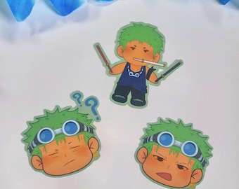 One Piece Straw Hat Zoro Stickers | Vinyl Waterproof Stickers for Bullet Journal, Laptop, Water Bottle, etc.