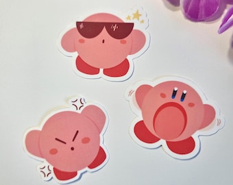 Pink Kirby Emote Stickers | Waterproof Vinyl, Laptop, Planner