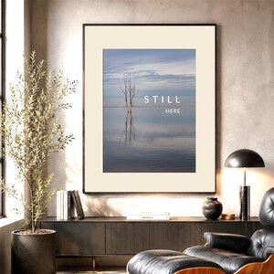 Japandi Minimalist Ocean Tree Quote Print Still Here Resilience Art Health Recovery Gift