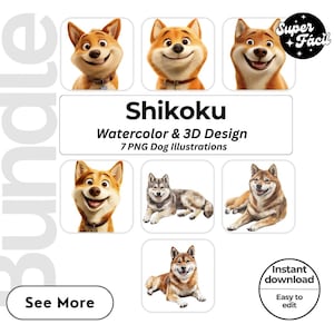 Shikoku Dog Cipart, Clipart Designs, Dog Breed PNG File cute dog clipart bundle dog breeds pack, cartoon dog png,dog 3d clipart, watercolor