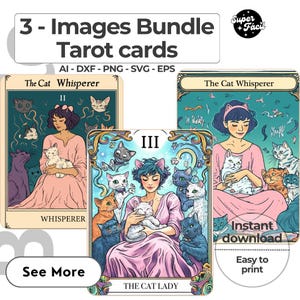 3 imagens The cat Lady tarot SVG, Cat lover svg, Cat tarot svg, Tarot card svg, cat tarot card svg, download digital, download instantâneo,