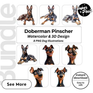 Doberman  Dog Cipart, Clipart Designs, Dog Breed PNG File cute dog clipart bundle dog breeds pack, cartoon dog png, dog 3d clipart,