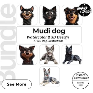 Mudi Dog Cipart, Clipart Designs, Dog Breed PNG File cute dog clipart bundle dog breeds pack, cartoon dog png, dog 3d clipart, watercolor