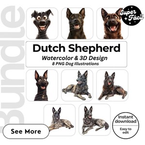 Dutch Shepherd Dog Cipart, Clipart Designs, Dog Breed PNG File cute dog clipart bundle dog breeds pack, cartoon dog png, dog 3d clipart,