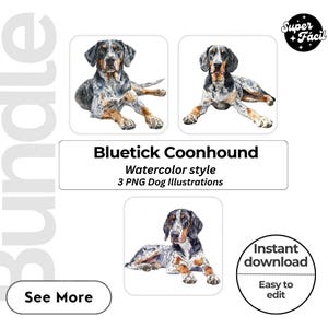 Bluetick Coonhound Dog Clipart, Clipart Designs, Dog Breed PNG File cute dog clipart bundle dog breeds pack, cartoon dog png, dog 3d clipart