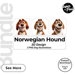 Norwegian Hound Dog Cipart, Clipart Designs, Dog Breed PNG File cute dog clipart bundle dog breeds pack, cartoon dog png, dog 3d clipart,