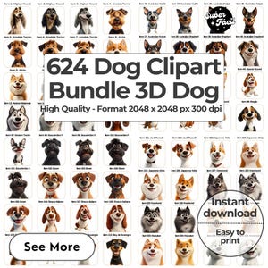 600+ Dog Clipart Bundle Dog Clipart Sublimation Designs, Dog Breed PNG File,Cute Digital Illustration,Portrait Prints