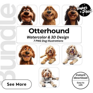 Otterhound Dog Cipart, Clipart Designs, Dog Breed PNG File cute dog clipart bundle dog breeds pack, cartoon dog png,dog 3d clipart,