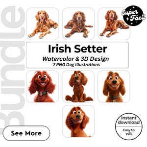 Irish Setter Dog Cipart, Clipart Designs, Dog Breed PNG File cute dog clipart bundle dog breeds pack, cartoon dog png, dog 3d clipart,