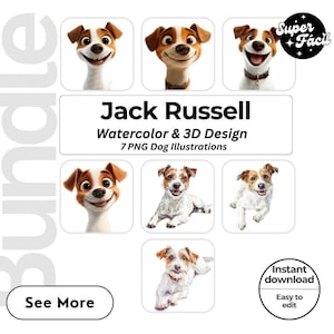 Jack Russell Dog Cipart, Clipart Designs, Dog Breed PNG File cute dog clipart bundle dog breeds pack, cartoon dog png, dog 3d clipart,