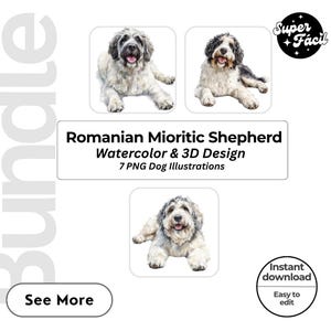 Romanian Mioritic Shepherd Dog Cipart, Clipart Designs, Dog Breed PNG File cute dog clipart bundle dog breeds pack, cartoon dog png,dog 3d