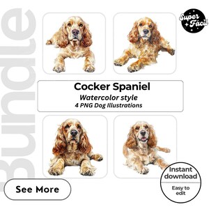 Cocker Spaniel Dog Cipart, Clipart Designs, Dog Breed PNG File cute dog clipart bundle dog breeds pack, cartoon dog png, dog 3d clipart