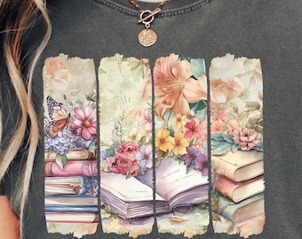 Comfort Colors® Floral Books Shirt, Book Shirts For Women, Bookish Shirt, Book Club Shirt, Bookworm Shirt, Library Gift, Reading Teacher Tee