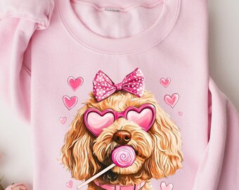 Goldendoodle Coquette Valentines Shirt, Dog Valentine Sweatshirt, Goldendoodle Valentine Shirt, Gift For Dogs Lover, Valentines Gift