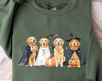 Halloween Dog Sweatshirt, Halloween Golden Retriever Shirt, Retro Spooky Season, Ghost Dog Shirt, Dog Lover Shirt, Animal Ghost Shirt