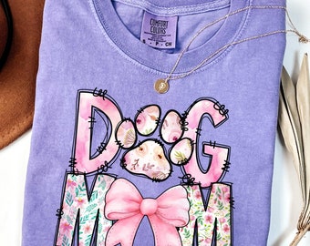 Comfort Colors® Dog Mama Shirt, Dog Mom Gift, Dog Mom Shirt for Women, Dog Mom Tee, Dog Parent Shirt, Dog Lover Gift, Floral Dog Mom Shirt