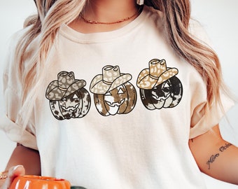 Comfort Colors® Western Pumpkin  Halloween Shirt, Spooky Halloween Shirt, Pumpkin Shirt, Cute Pumpkin Halloween, Cowboy Cowgirl Shirt