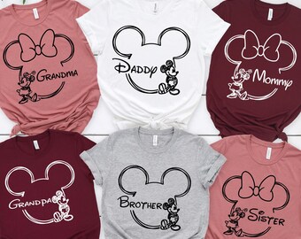 Custom Name Disney Family Matching Trip Shirt, Disney Mickey and Minnie Vacation Shirt, Disneyland Personalized Family Holiday,Disney Mickey