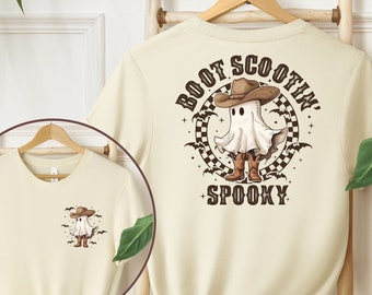 Boot Scootin Spooky Shirt, Cute Spooky Shirt, Halloween Gift, Halloween Shirt ,Cowboy Ghost Shirt, Western Halloween Shirt, Ghost Shirt