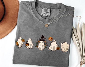Comfort Colors®  Halloween Ghost Shirt, Cute Ghost Shirt, Floral Ghost Shirt, Womens Halloween Shirt, Retro Halloween Shirt, Spooky Season