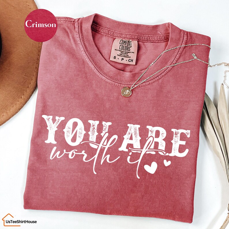 Comfort Colors® You Are Worth It Shirt, Women's Christian Shirts, Girly Faith Shirt, Christian Shirt Inspirational Gift, Bible Verse Shirt image 5