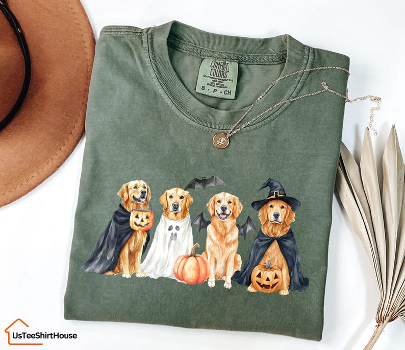 Comfort Colors® Halloween Golden Retriever Shirt, Halloween Dog Shirt ...