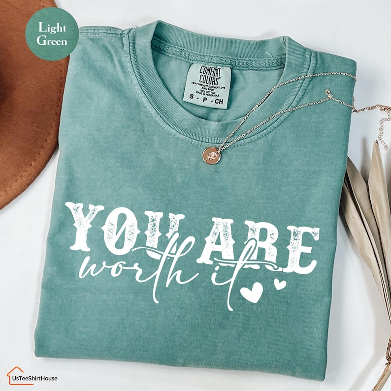 Comfort Colors® You Are Worth It Shirt, Women's Christian Shirts, Girly Faith Shirt, Christian Shirt Inspirational Gift, Bible Verse Shirt image 1
