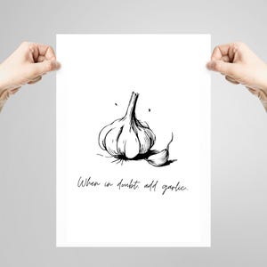 Garlic Print | Kitchen Art | Food Art Wall | Digital Poster Food | Food Art Poster | Herb Drawing |  Kitchen Artfull Print | Herb Drawing