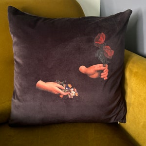 Velvet Throw Pillow Cover with Oil Painting|Pillow Cover 20x20|Pillow Cover 18x18|Velvet Pillow Case|Velvet Pillow Cover|Unique Pillow Case