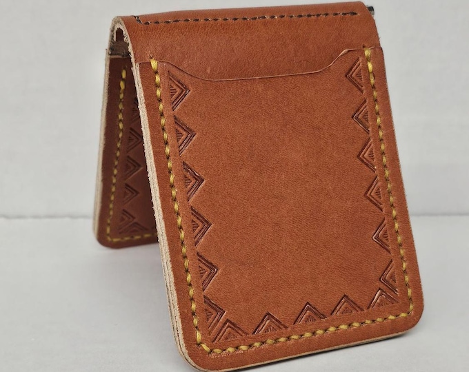 Handmade Italian Leather JFC Money Clip Wallet: Full Grain Leather, 4 Pocket