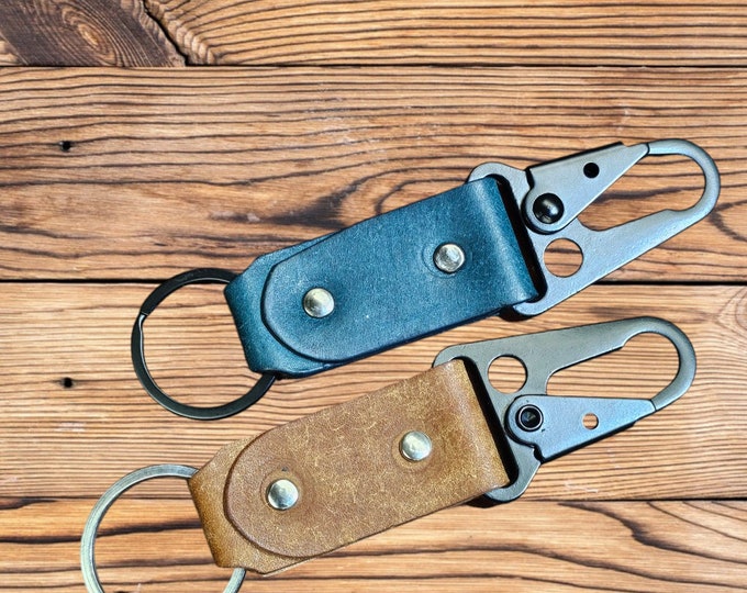 Handmade Pueblo Leather Keychain: Italian Veg-Tan, Minimalist Style