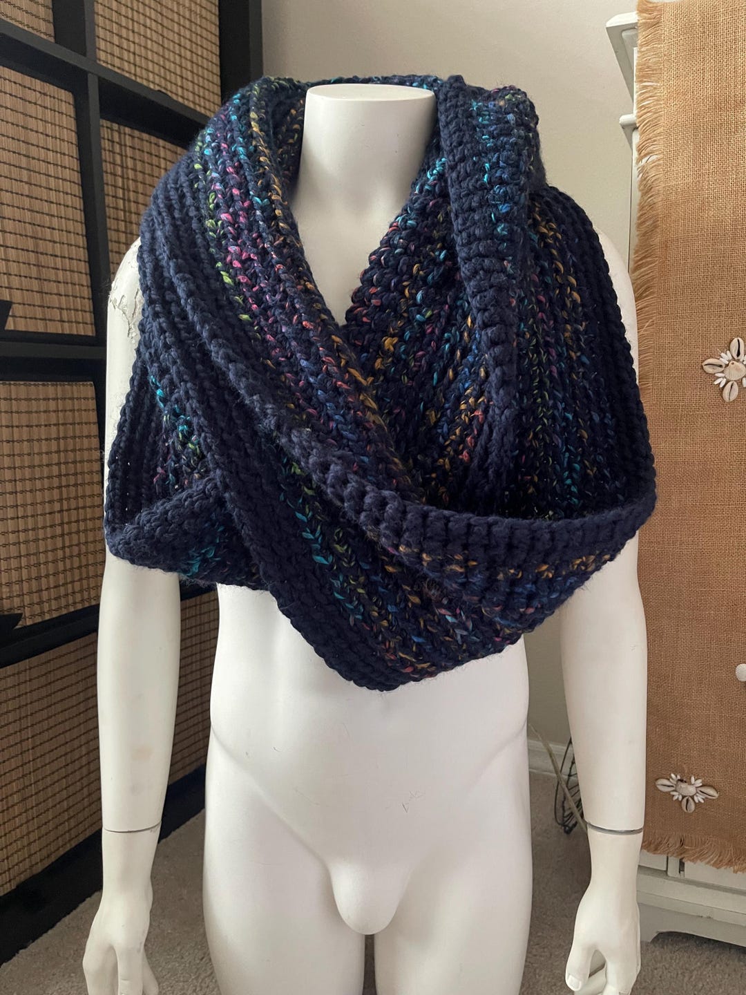 Midnight Mosaic- Chunky Infinity Scarf - Etsy