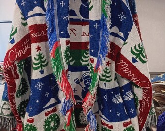Christmas Upcycled Jacket/Coat. Please read item description/photos for measurements.*