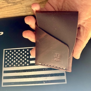 Handcrafted Full Grain Leather Wallet: Minimalist Brown Card Holder