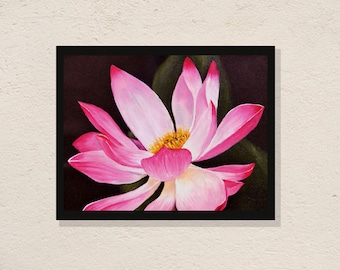 Pink Lotus Flower Art Print: Peaceful Yoga Meditation Room Decor