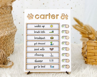 Personalized Kids Checklist Chore Chart, Daily Routine and Task Board, Bedtime Routine Chart, Visual Schedule for Toddlers and Kids PR01