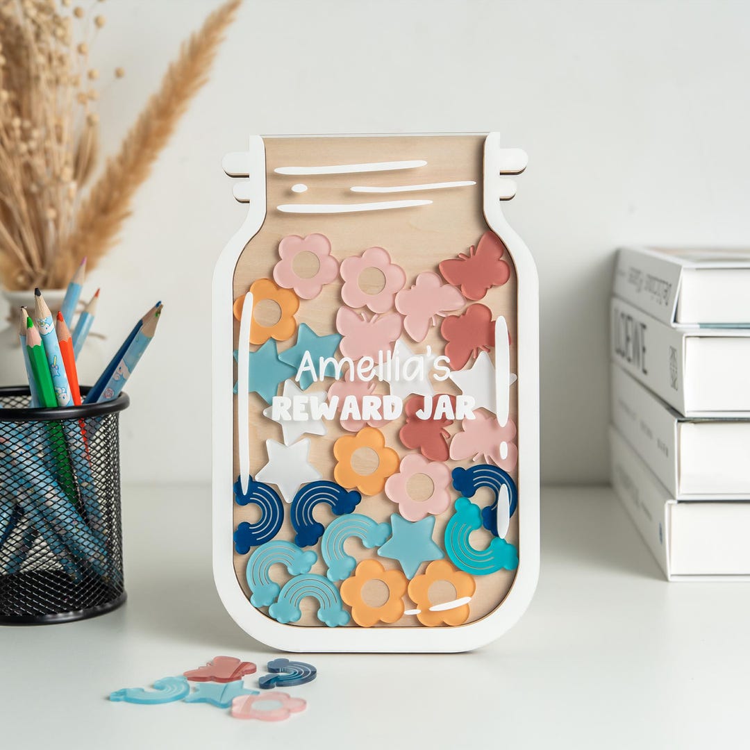 Personalized Reward Jar for Kids, Star Jar Incentive System, Wooden ...