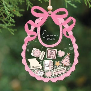 Personalized Baby 1st Christmas Ornament, Baby&#39;s First Christmas Ornament 2025, Custom New Baby Gift, 4D Shake Babies Ornament, Baby Shower